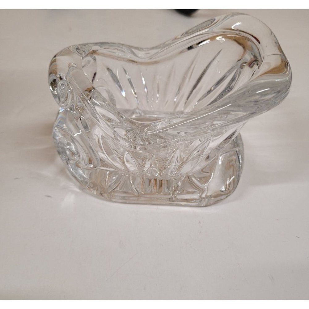 Santa Sleigh 24% St George Lead Crystal Vintage Candy Dish Decor